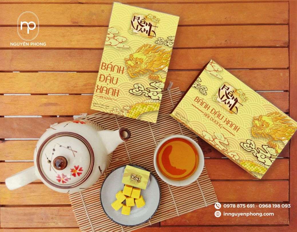 mẫu tem nhãn bánh đậu xanh cao cấp sang trọng